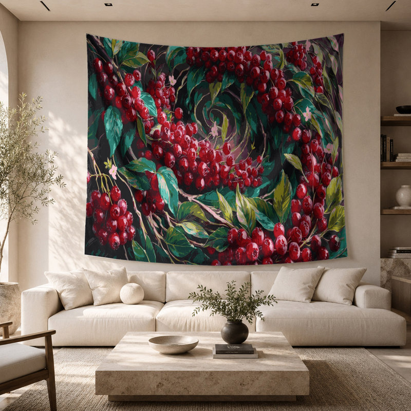 Tapisserie murale à motifs d'airelles, 26 po x 36 po