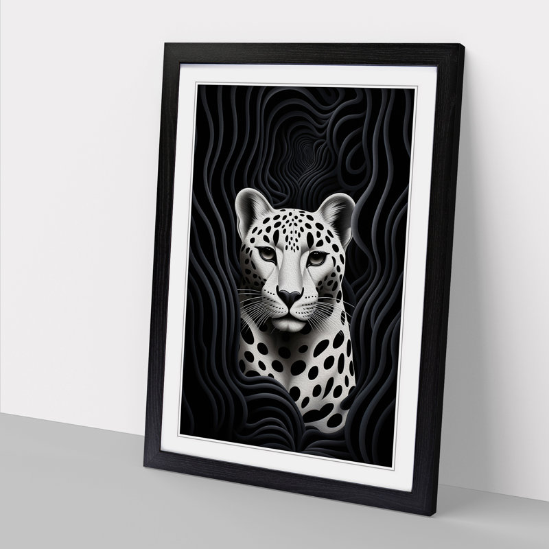 Cheetah Op No.3 - Single Picture Frame Print on Wood, 64cm H x 46cm W x 2cm D, Black Framed