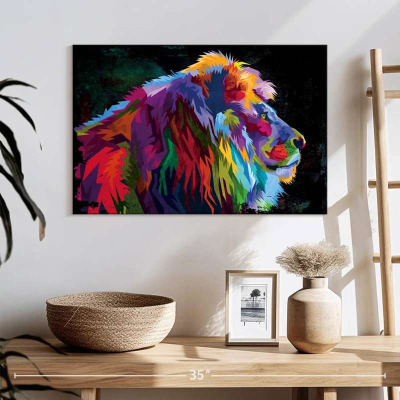 Lion coloré Alpha, H 16 po x l 24 po