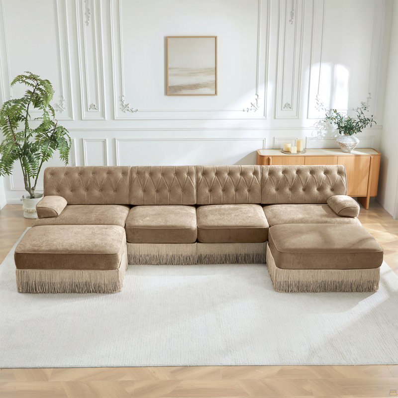 Canapé modulaire 4 places avec 2 repose-pieds Cloud, H 34,2 po x l 135,6 po x P 60,3 po, Chameau
