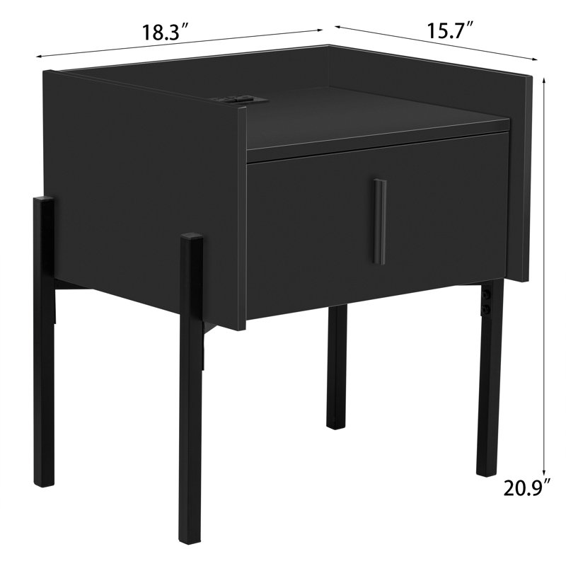 18.3'' W Nightstand, Black