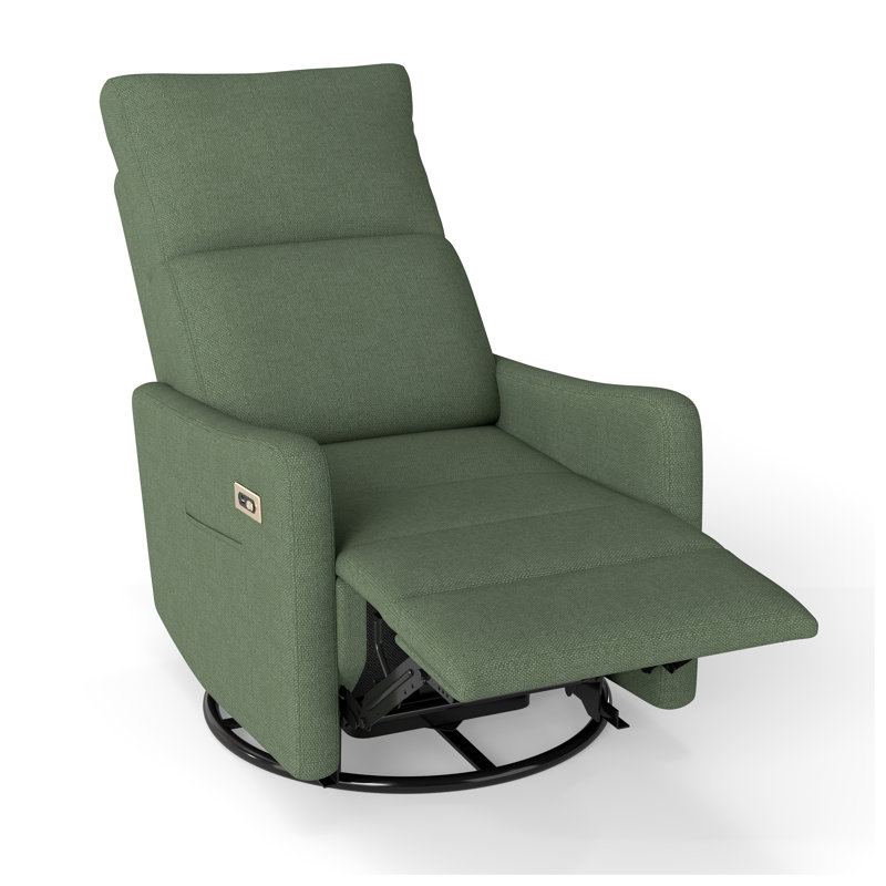 Fauteuil inclinable pivotant vert foncé à rotation à 270 °, fauteuil berçant en velours flocon de neige pour le salon et la chambre de bébé