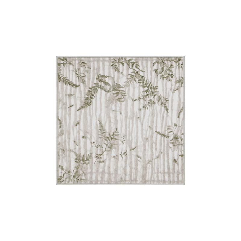 Machine Washable Beige Area Rug, Square 5'