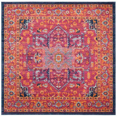 Annette Oriental Fuchsia/Orange Area Rug