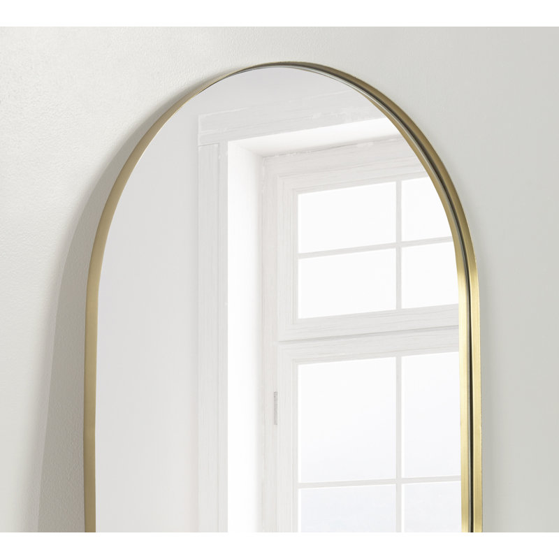 Elegant Brass Oval Wall Mirror with Metal Frame, 30" x 20"