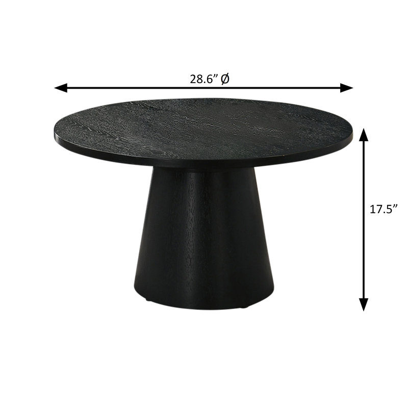 Table basse contemporaine 28,6 po, chêne, Noir