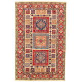 Super Kazak Wool Oriental Area Rug in Rust/Ivory