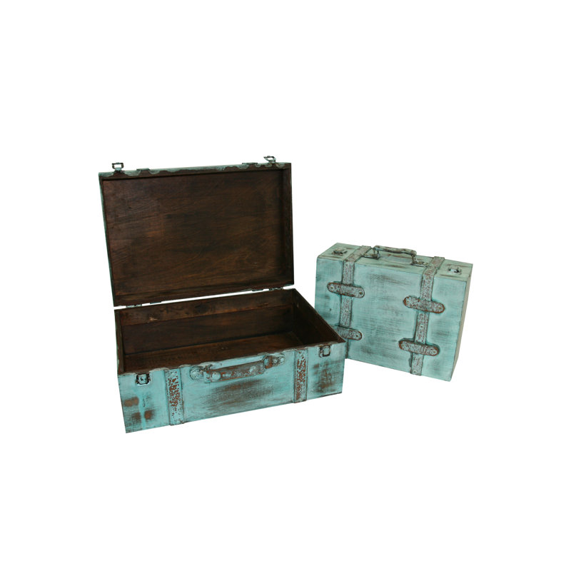 Ensemble de 2 valises de rangement rétro bleues