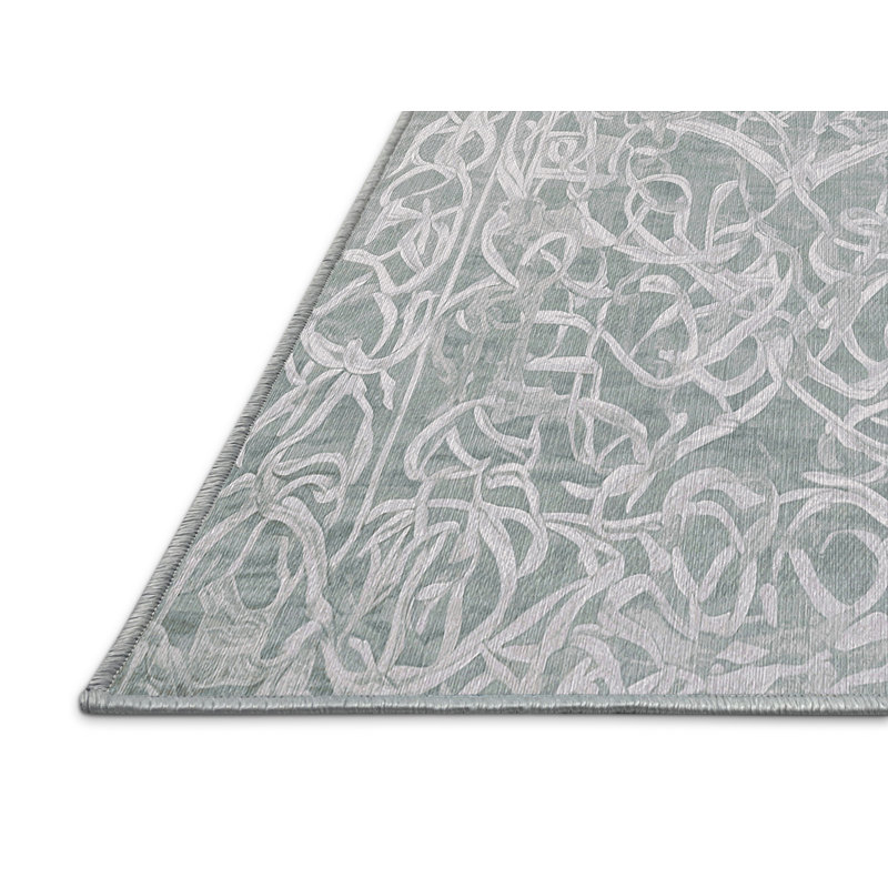 Tapis bleu lavable à la machine, Carré 3 pi