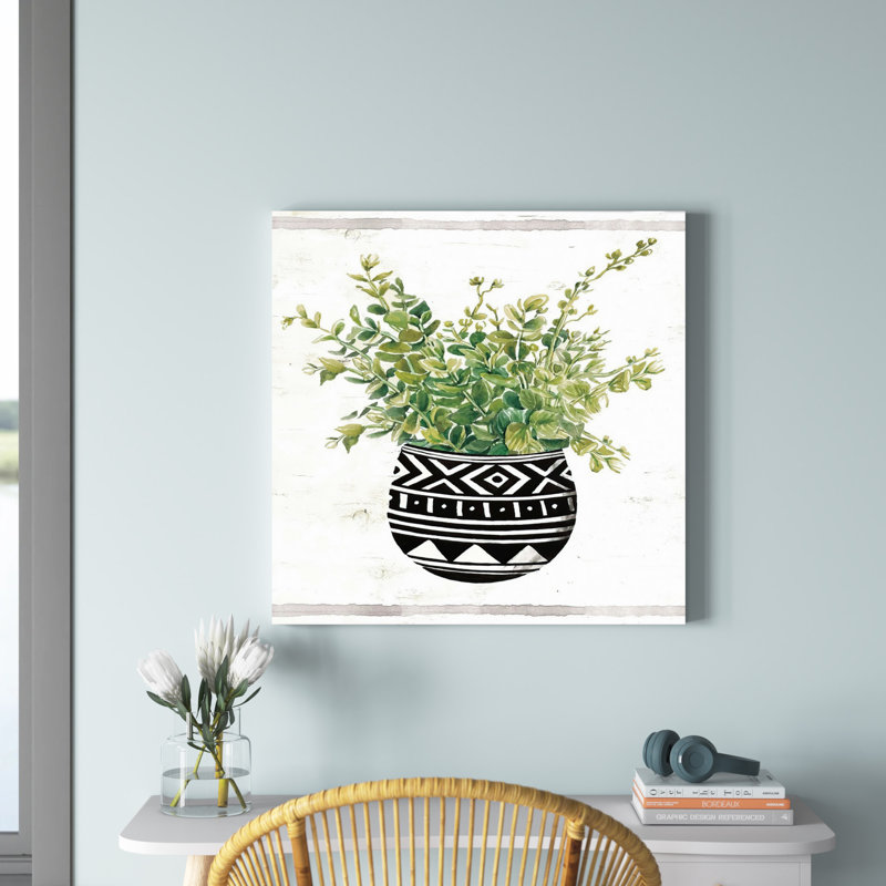 Art mural sur toile Succulent II en tissu boue noir et blanc, H 30 po x l 30 po x P 1,25 po, Toile tendue