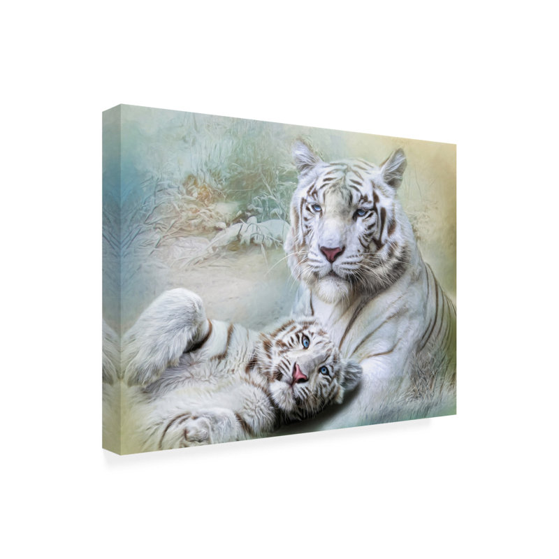 Animaux, animaux, tigre blanc sur fond blanc, H 35 po x l 47 po x P 2 po