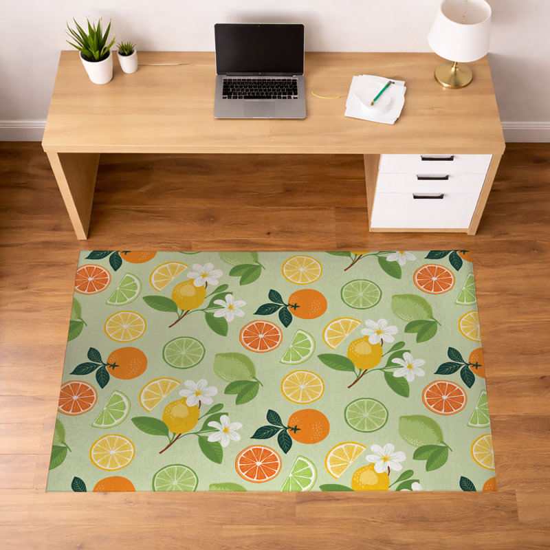 Tapis de sol antidérapant Sunny Citrus, L 60 po x P 36 po, Vert