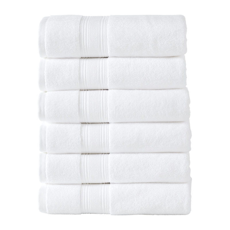 Ensemble de 6 serviettes de bain 100% coton filé à l'anneau à séchage rapide Modern Collection Hotel Collection
