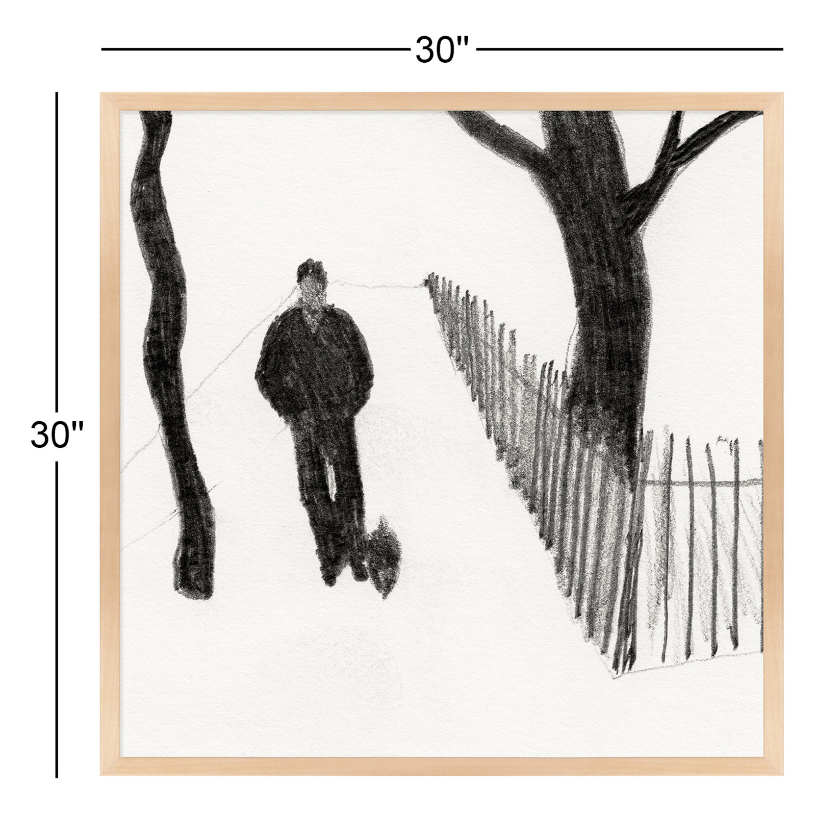 Walking The Dog by Simon Schneiderman, Brown, 30" H x 30" W x 1.25" D