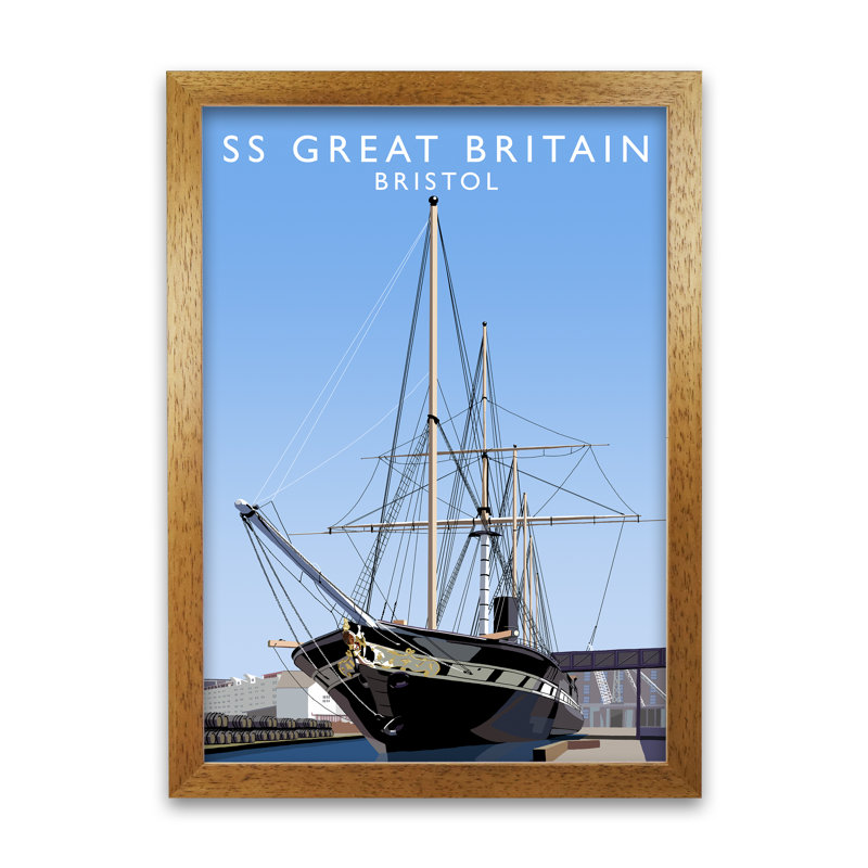 Ss Great Britain Bristol by Richard O'Neill - Single Picture Frame Print, Honey Oak, 84.1 cm H x 59.4 cm W