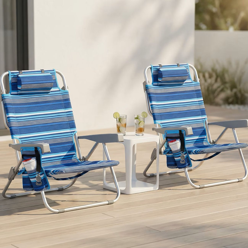 Lightweight Beach Chair For Adults, Designed For Portability, Featuring A Folding Design With An Organizer Bag, Cooler Pouch, Storage Pouch, Towel Bar, Cup Holder