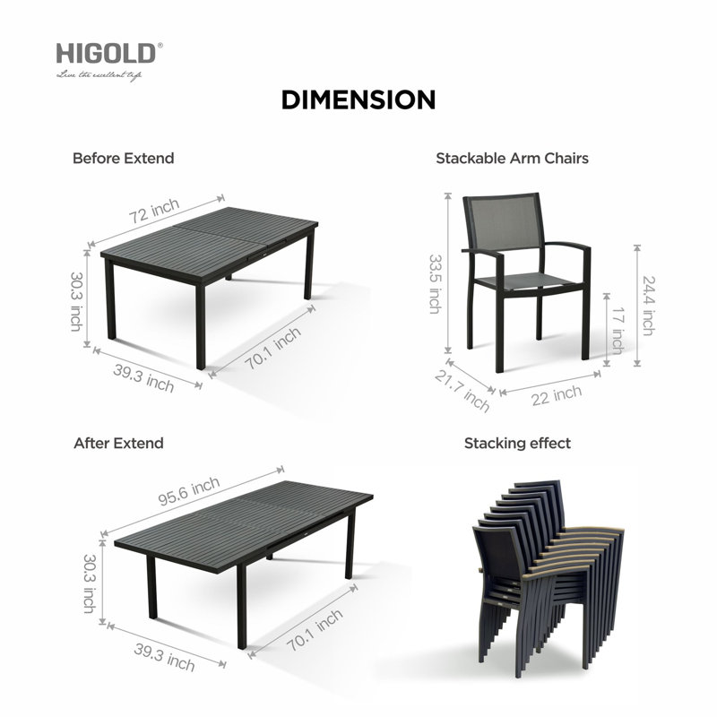 Heck Rectangular 8 - Person 95.7" Long Aluminum Dining Set