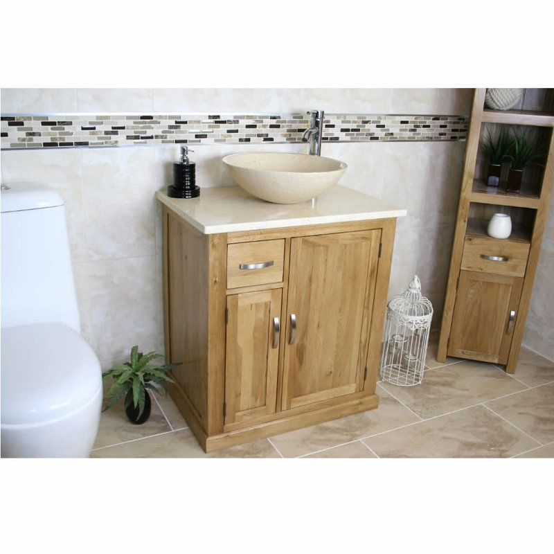 Deboer 750mm Single Bathroom Vanity with Vessel Stone Basin