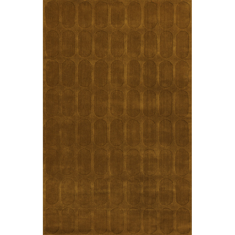 Mazzi Contour Hand Loomed Wool Geometric Mustard Area Rug, Rectangle 9' x 12'