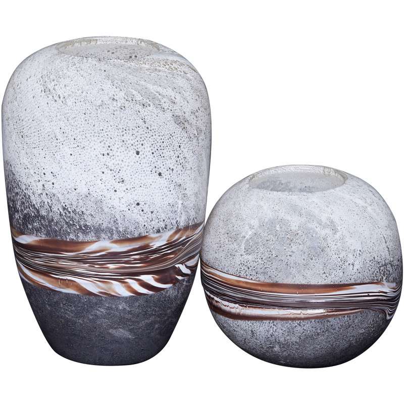 Dunsmuir Handblown Glass Ombre Round Table Vase Set