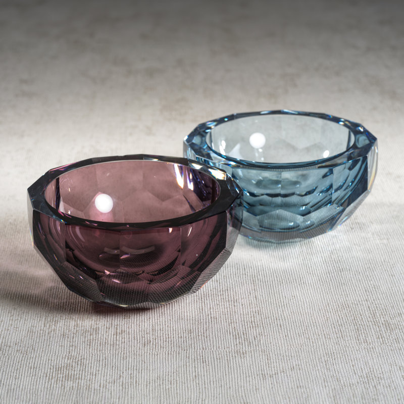 Bol en verre taillé Valmorel, Bleu ciel