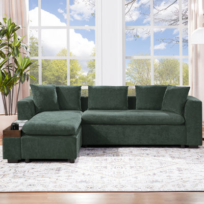Canapé modulaire avec canapé en forme de L de 93,7 po et compartiment de rangement en bois pour le salon, vert