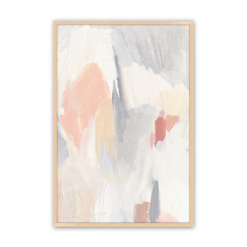 Doux rosé et crème abstraite, impression, H 11 po x l 9 po, Cadre ouvert en érable brut