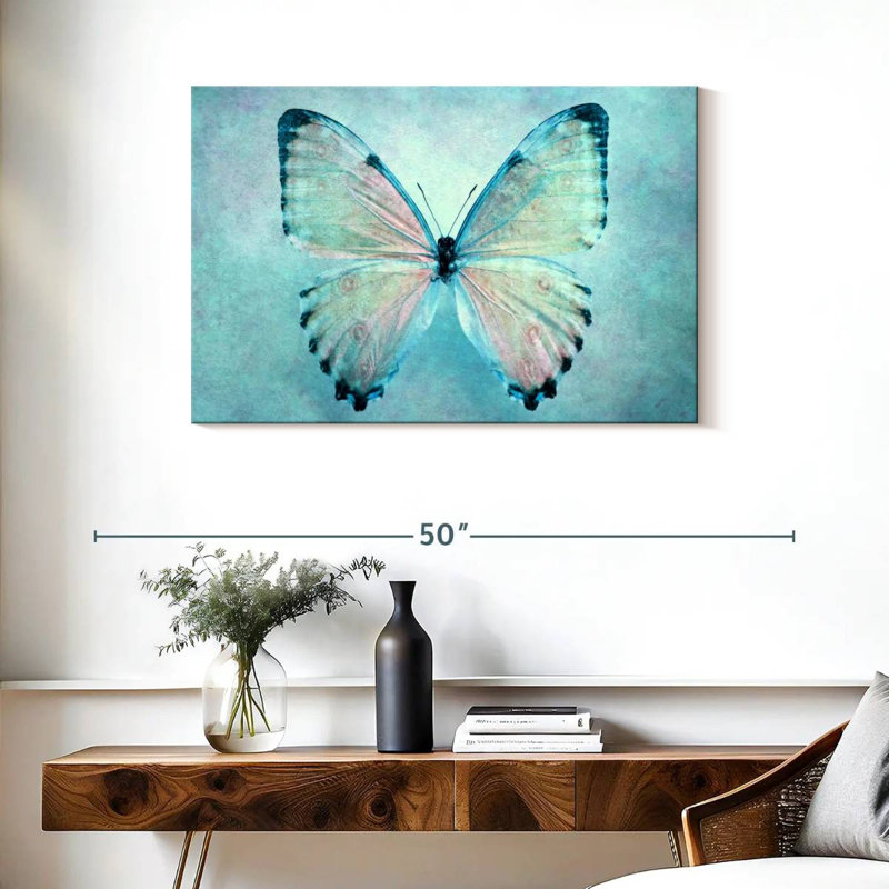 Papillon bleu délicat Brampt, H 24 po x l 36 po
