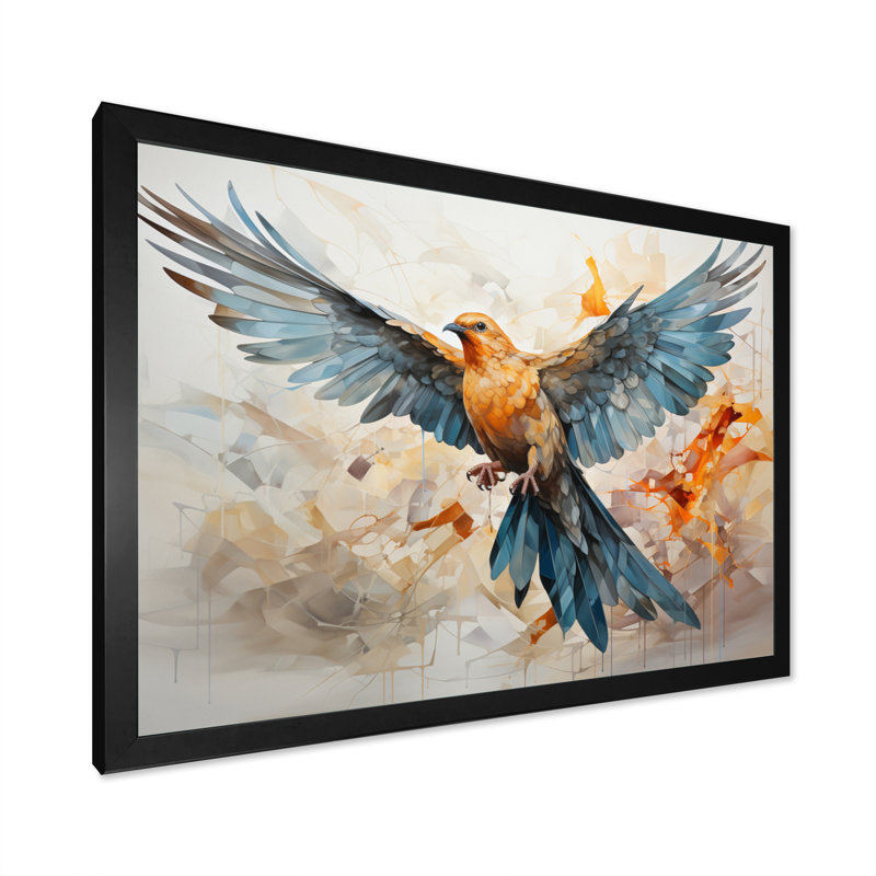 «Teal Dove», impression géométrique sur toile encadrée, Cadre simple noir, H 24 po x l 32 po x P 1 po