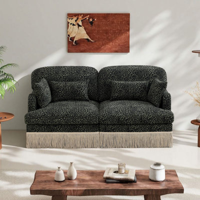 69.2''Modern Chenille Leopard Printing Loveseat Sofa