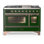 Cuisinière à double combustible de 48 pouces avec 5 brûleurs scellés, plaque chauffante et plateau français en vert émeraude Majestic III Series (propane liquide, garniture en cuivre)