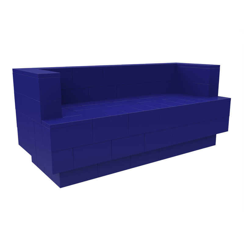 Canapé à accoudoirs carrés 96 po EverBlock, Bleu, 31" H x 72" W x 30" D