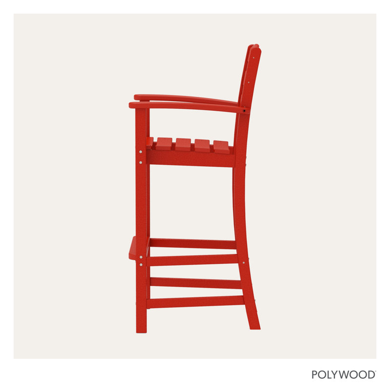 Chaise avec accoudoirs de bar POLYWOOD La Casa, Rouge coucher de soleil, Tabouret de bar (siège d'une hauteur de 30,13 po)