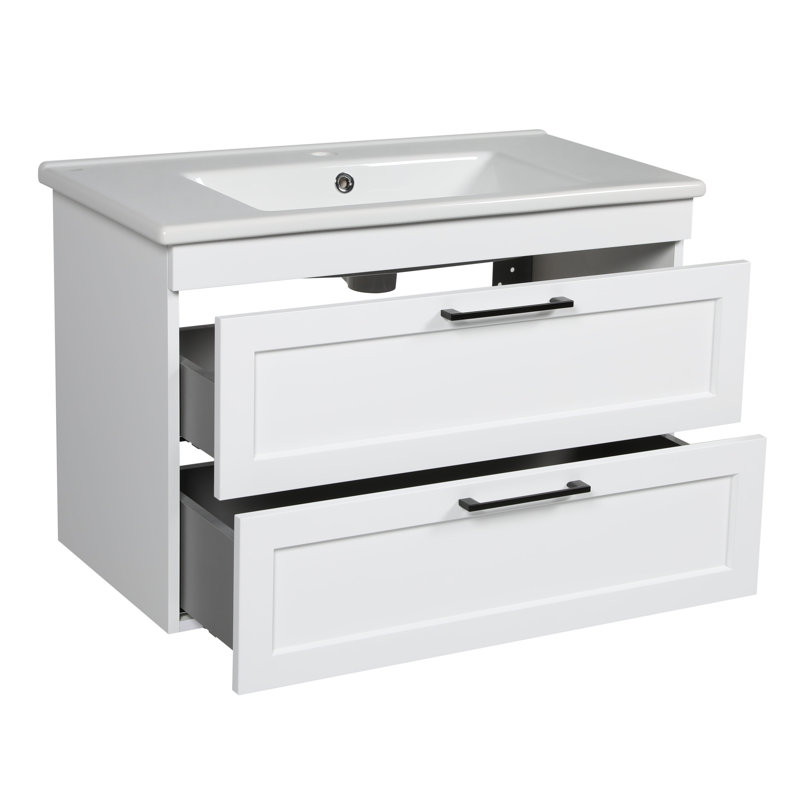 33.3'' Single Bathroom Vanity with Ceramic Top with Mirror