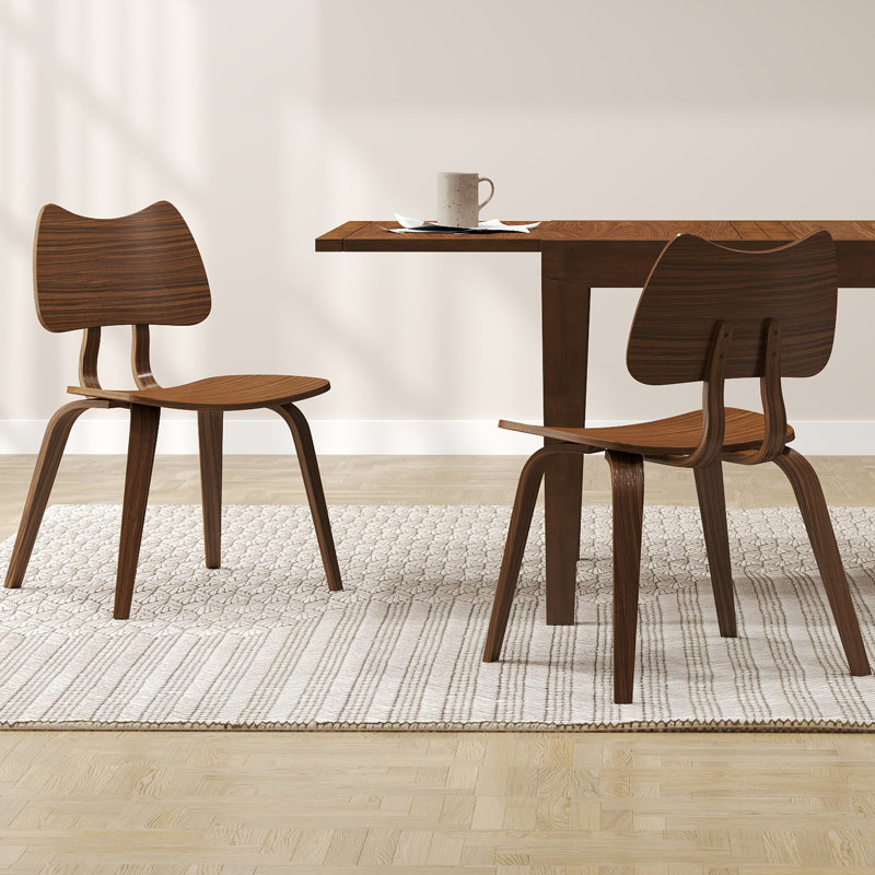 Modern Dining Chairs With Backrest, With Rubberwood Frame, For Dining Room/Living Room, Espresso Wood