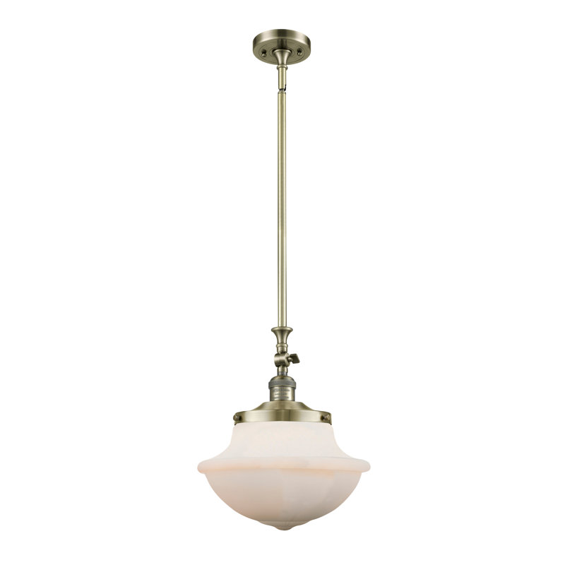 Luminaire suspendu simple à 1 lumière Baptiste, Blanc mat, Ampoule DEL 6 watts Vinage, Nickel satiné brossé
