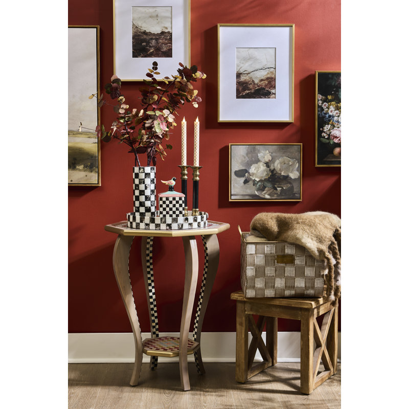 Check Capiz Vase, Black/White