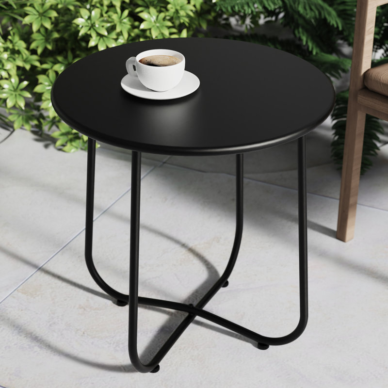 Table ronde ronde avec pieds en acier, Noir, noir, noir, noir