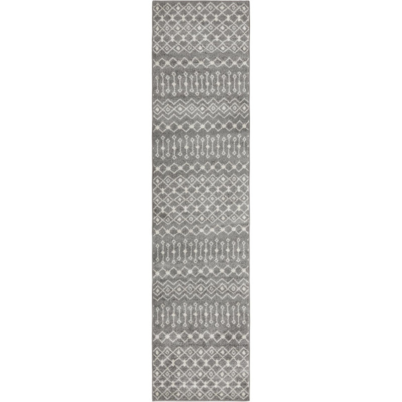 Somerville Geometric Indoor Rug, Runner 2'7" x 12', Gray