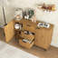 Buffet avec rangement, armoire à café en bois, armoire de cuisine 47,2 po à 3 tiroirs et 2 portes, armoire de cuisine en bois naturel