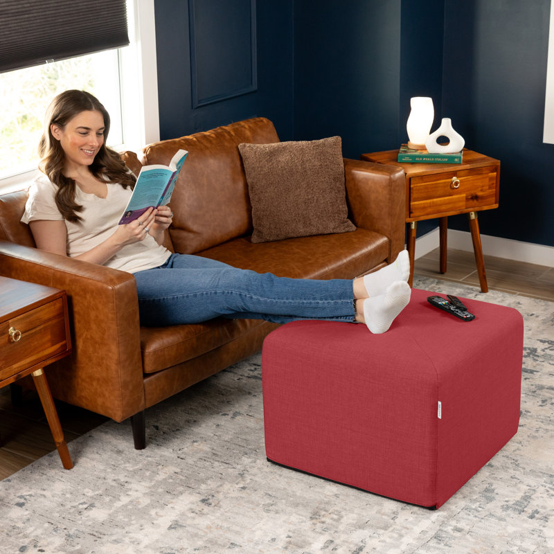 Repose-pieds Nashla Monroe, Rouge coquelicot, H 18 po x l 24 po x P 24 po
