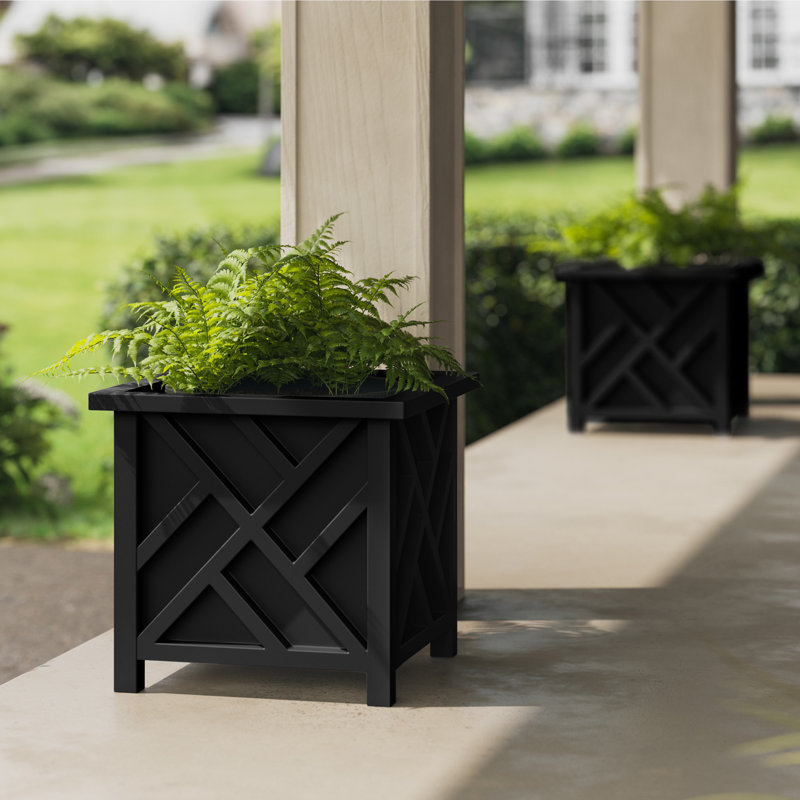  Lattice Planter Box 2-Pack, Black, Black