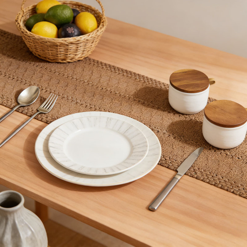 Macrame Table Runner With Fringed Edges, Woven Farmhouse Home Decor, 72 Inch Long Rectangular Table Cover For Dining Room And Kitchen