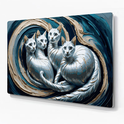 Cats Korat, art mural gris en métal