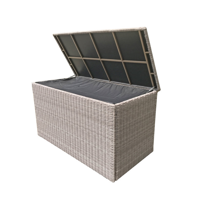 Highland Dunes Durr 170 cm W 1000 L Water Resistant Wicker Deck Box, Grey