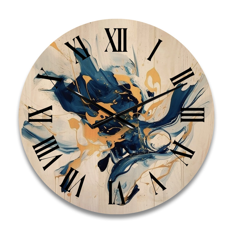 Très grande horloge murale en bois foncé et doré, Petit