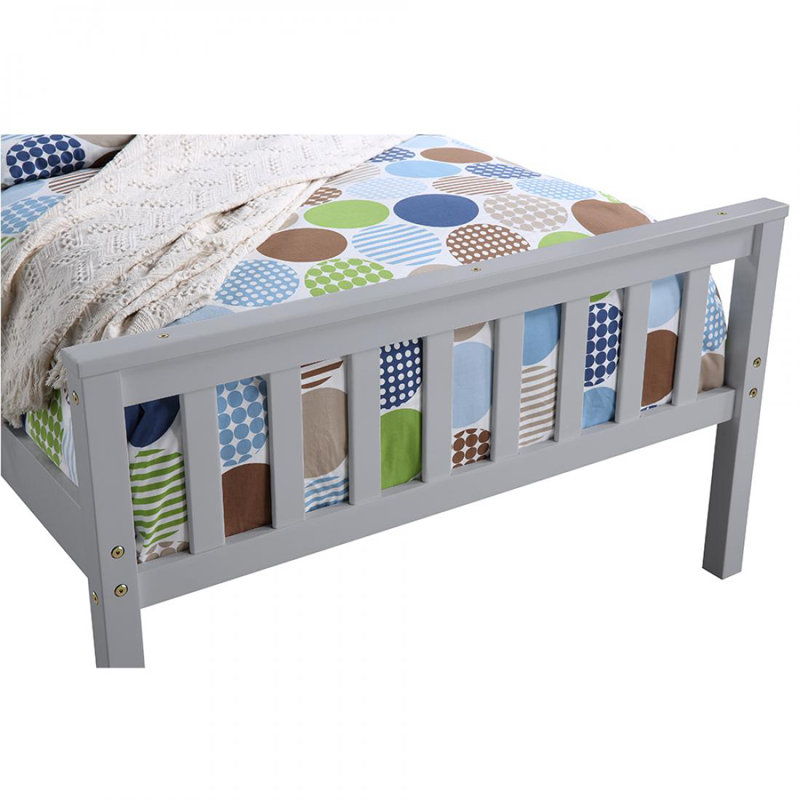 Solid Wood Slat Bed, Gray
