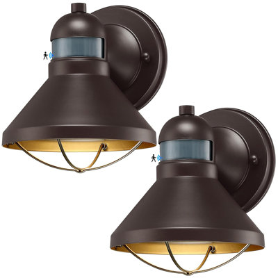 2 Pack Motion Sensor Outdoor LED Wall Sconce