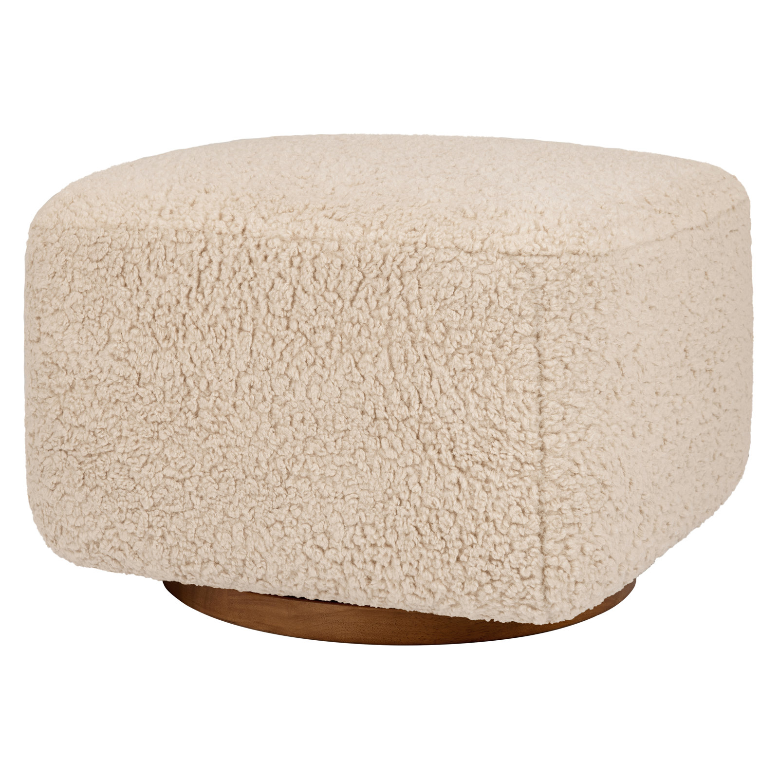 Kiwi Gliding Ottoman, Brown, Beige Teddy Loop