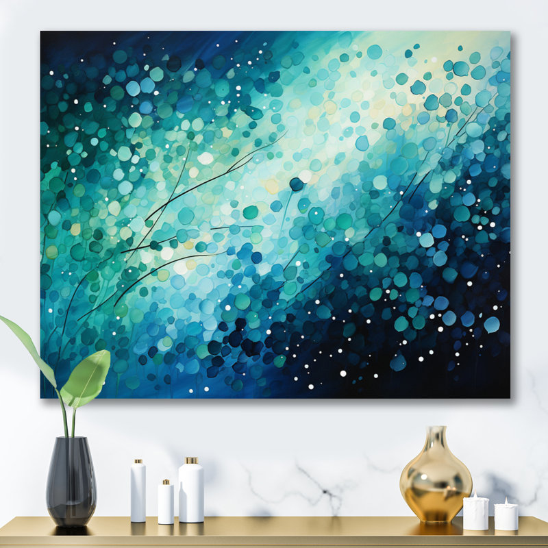 Turquoise Tranquility IX - Abstract Landscapes Wall Art, Wrapped Canvas, 24" H x 32" W x 1" D
